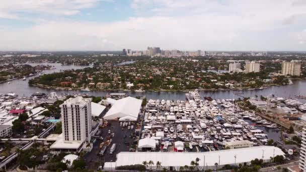 Aereo Che Stabilisce Colpo Fort Lauderdale Boat Show — Video Stock