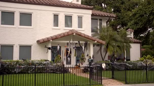 Будинок Прикрасами Хелловін Gimbal Стабілізував Відео Руху Florida Usa — стокове відео
