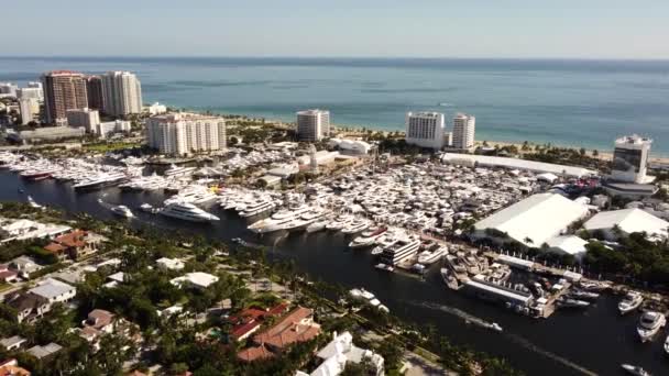 Voando Sobre Barco Mostrar Vídeo Drone Lauderdale — Vídeo de Stock