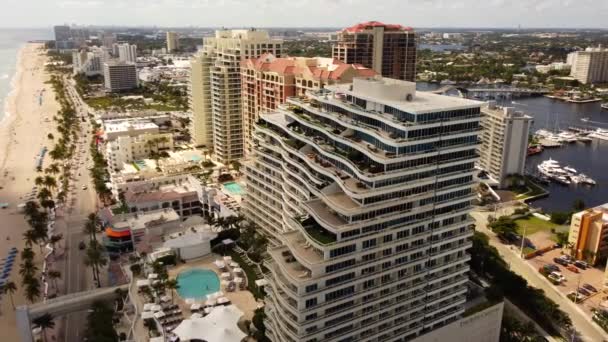 Vídeo Aéreo Del Dron Del Recién Construido Ritz Carlton Fort — Vídeos de Stock