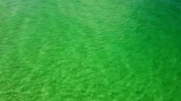 Wideo Zieloną Powierzchnią Oceanu Płytkim Widocznym Piaskiem — Wideo stockowe