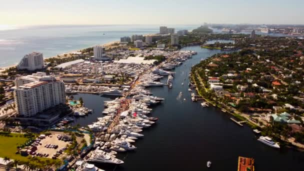 Luchtdekking Van 2021 Fort Lauderdale International Boat Show Flibs — Stockvideo