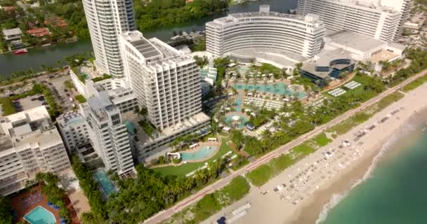 Aus Der Luft Ausziehbare Klammer Miami Beach Graded Dlog Shot — Stockvideo