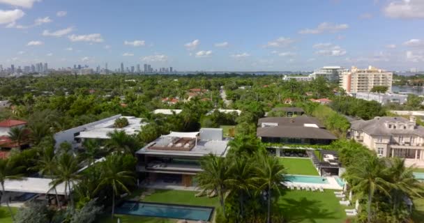 Antenn Video Miami Beach Lyx Hus Herrgårdar — Stockvideo