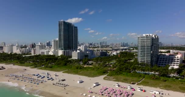 Vídeo Aéreo Voando Torno Miami Beach Com Drone — Vídeo de Stock