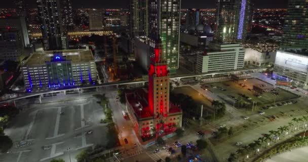 Башня Свободы Майами Видео Беспилотника Лут Применяется — стоковое видео