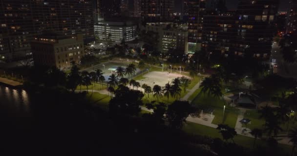 Noite Parque Vídeo Aéreo Edgewater Miami — Vídeo de Stock