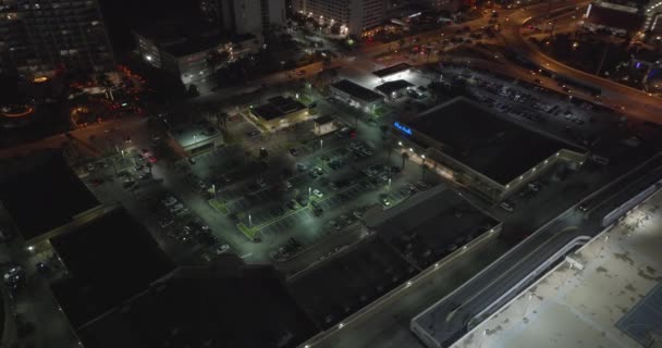 Night Aerial Video Shopping Plazas Night Clip Sunny Isles Beach — Stock Video