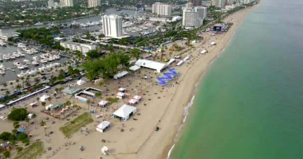 Concert Stage Music Band Tortuga Music Festival Lauderdale Beach Aerial — Stock Video