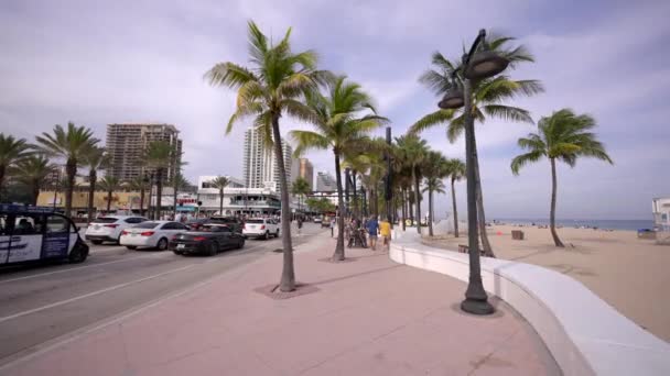 Busy Crowds Fort Lauderdale Beach Sunday — Stock Video