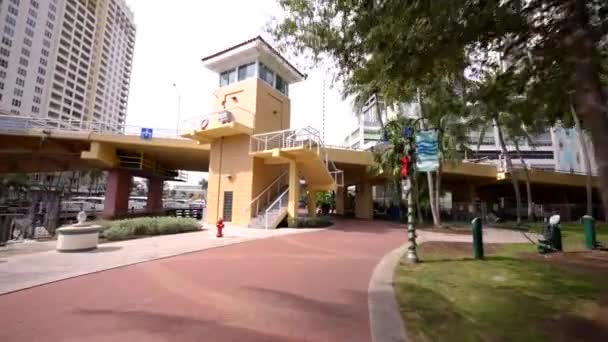 Fort Lauderdale Restaurantes Beira Rio Com Vista Panorâmica Gimbal Estabilizado — Vídeo de Stock