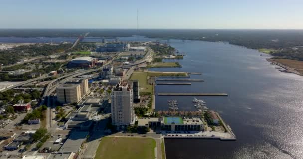 Doğu Yakası Jacksonville Şehir Merkezi Florida Insansız Hava Aracı Videosu — Stok video