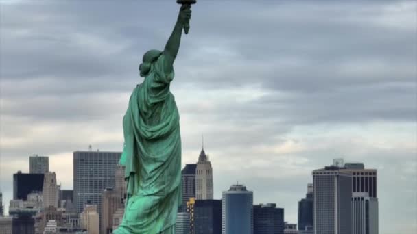 Vídeo Órbita Paralaxe Estátua Liberdade Nova York — Vídeo de Stock