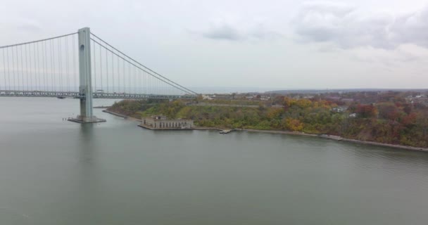 Luchtfoto Video Fort Wadsworth Gateway National Recreation Area Staten Island — Stockvideo