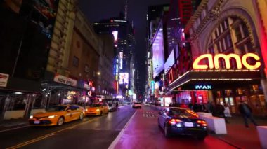Renkli gece ışıkları NYC Times Meydanı 4k