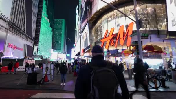 Passeio Pelo New York Times Square Noite — Vídeo de Stock