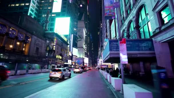 Kota New York Malam Hari Times Square Footage — Stok Video