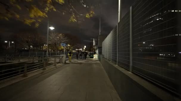 Night Motion Video Tour Pier Bij Hudson River Park — Stockvideo