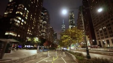 Motion video pov Hudson River Greenway New York City Manhattan 'da bisiklet gölleri ithaf etti