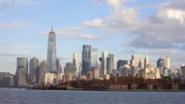 Parallax Moving Video New York Nyc Manhattan Ellis Island Front — стокове відео
