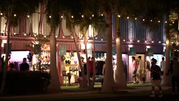 Turyści Wynwood Miami Noc Rolki Klip — Wideo stockowe