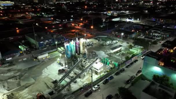 Aerial Night Footage Cemex Wynwood Miami — Stock Video