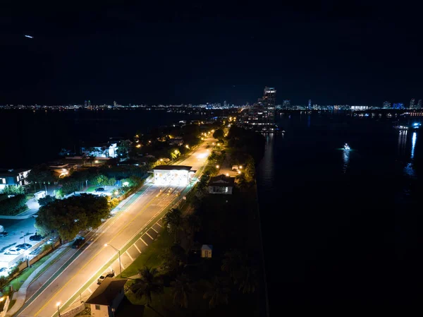 Luchtfoto Venetiaanse Causeway Tolweg Miami Beach — Stockfoto