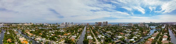 Panorama Aéreo Casas Luxo Fort Lauderdale Eua — Fotografia de Stock