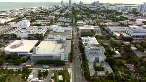 Aerial Miami Beach Meridian Avenue Lincoln Road — Vídeo de Stock