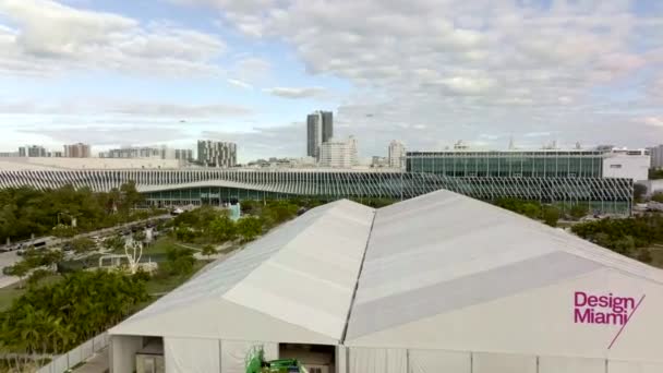 Letecký Dron Záběry Miami Beach Art Basel Konferenčním Centru — Stock video