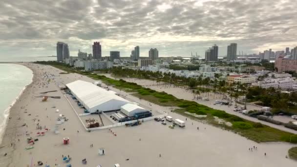 Havadan Çekilen Çekim Miami Sahili Sanat Basel 2021 — Stok video