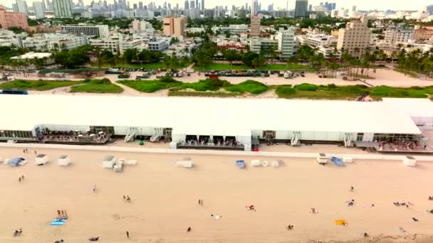 Miami Art Basel Het Strand 60Fps Luchtfoto Drone Beelden — Stockvideo