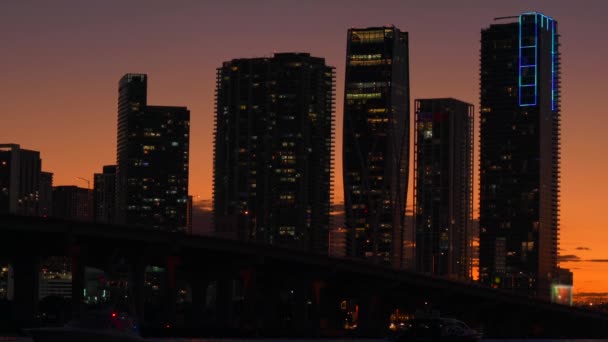 Belo Pôr Sol Miami Vice City — Vídeo de Stock