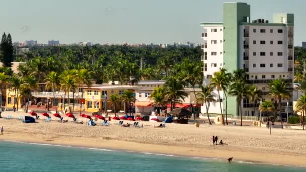Vidéo Aérienne Touristes Hollywood Beach Juste Nord Miami — Video