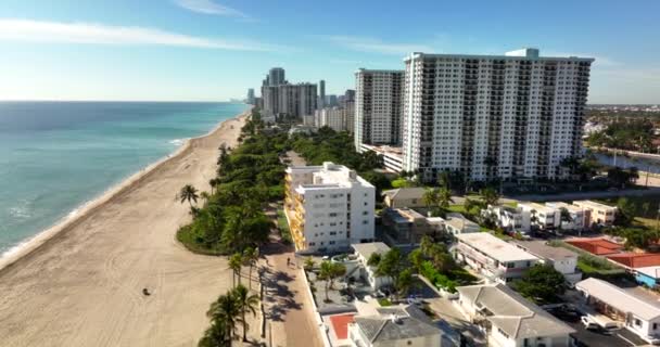 Tengerparti Lakások Hollywood Beach Drón Videó — Stock videók