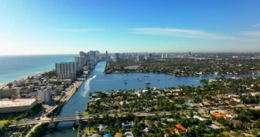 Hollywood Florida 'daki yerleşim yerleri. 5k hava aracı görüntüsü