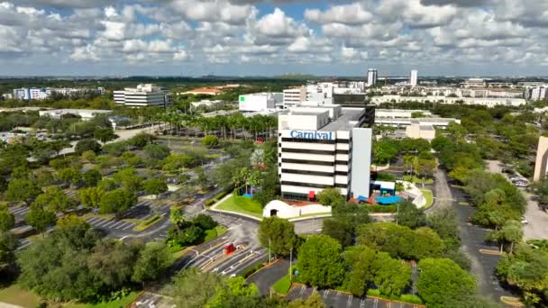 Carnival Cruise Line Offices Doral Aerial Drone Video — Stock Video