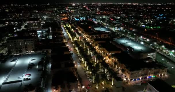 Aerial Drone Footage Mizner Park Night Holiday Season 2021 — Stock Video