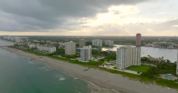 Beachfront Condos Boca Raton Inlet Aerial Video — Stock Video