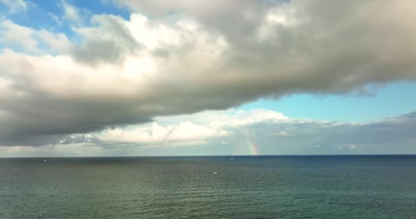 Aerial Footage Storms Ocean Clouds Rainbow — Vídeo de Stock