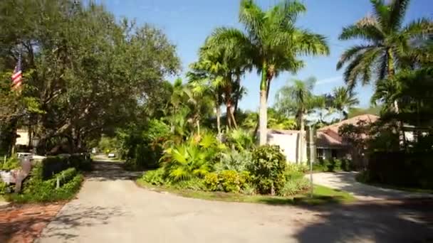 Vista Trasera Conduciendo Través Barrio Residencial — Vídeo de stock