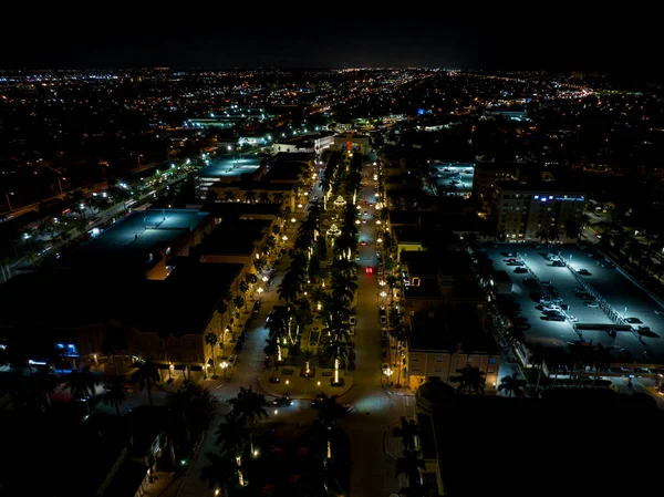 Night Aerial Photo Boca Raton Mizner Park Florida — Stock Photo, Image