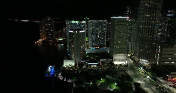Night Aerial Video Intercontinental Hotel — Stock Video