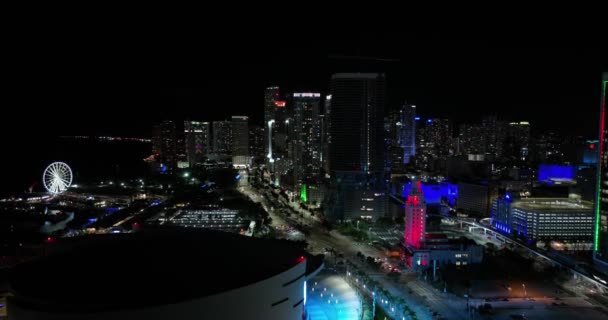 Downtown Miami Bei Nacht — Stockvideo