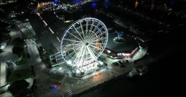 Aerial Pull Out Shot Skyviews Miami — Stock video