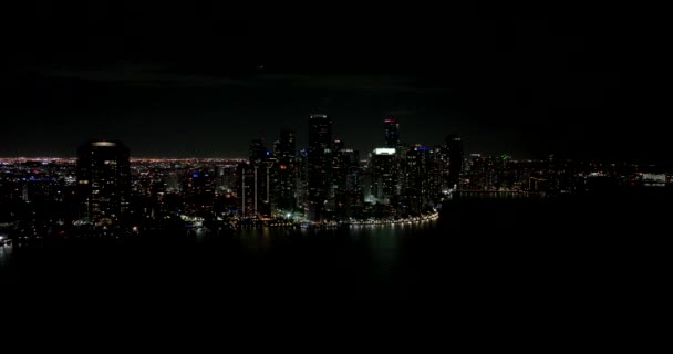 Night Aerials Downtown Miami Brickell 24Fps — стокове відео