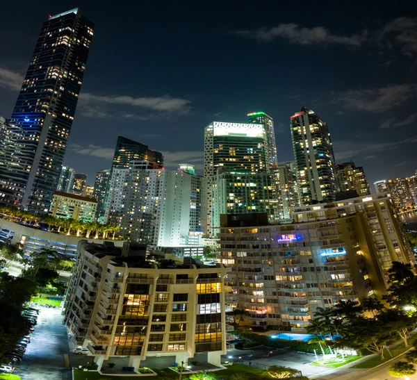 Night Fisheye Panorama Miami Brickell — Stock Photo, Image