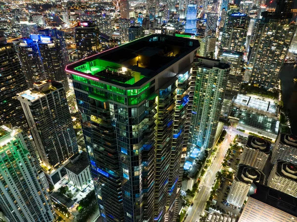 Aerial Photo Top Panorama Tower Brickell Miami — Fotografia de Stock
