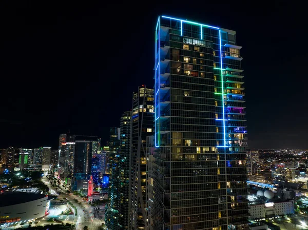 Neon Lights Marquis Gabriel Miami Downtown Curio Collection Hilton — ストック写真