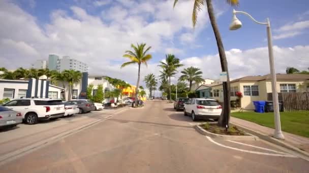 Aparcamiento Calle Hollywood Beach Polk Street Hacia Paseo Marítimo Playa — Vídeo de stock